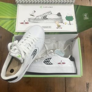 Cariuma Sneaker PEANUTS SALVAS Surf White Leather M8/W9.5 Skater RARE Snoopy